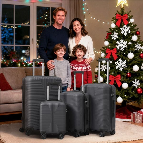 Non - TSA customs lock 4 - in - 1 PP trolley case, 16in, 20in, 24in, 28in, PP, dark gray - Task & Tether