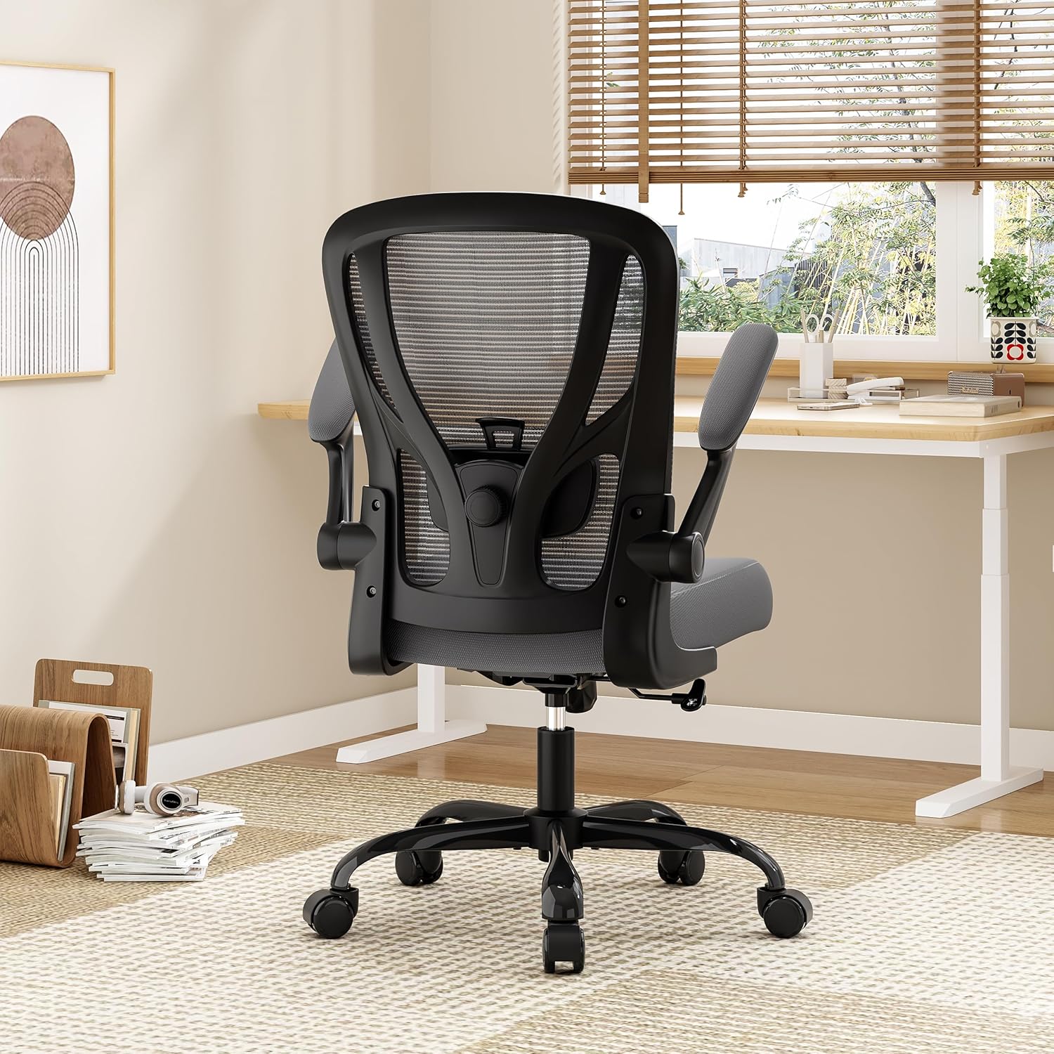 Adjustable Ergonomic Mesh Desk Chair with Lumbar Support - Gray - Task & Tether