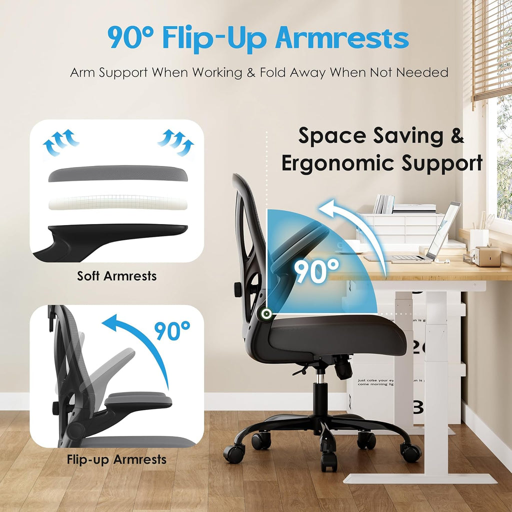 Adjustable Ergonomic Mesh Desk Chair with Lumbar Support - Gray - Task & Tether