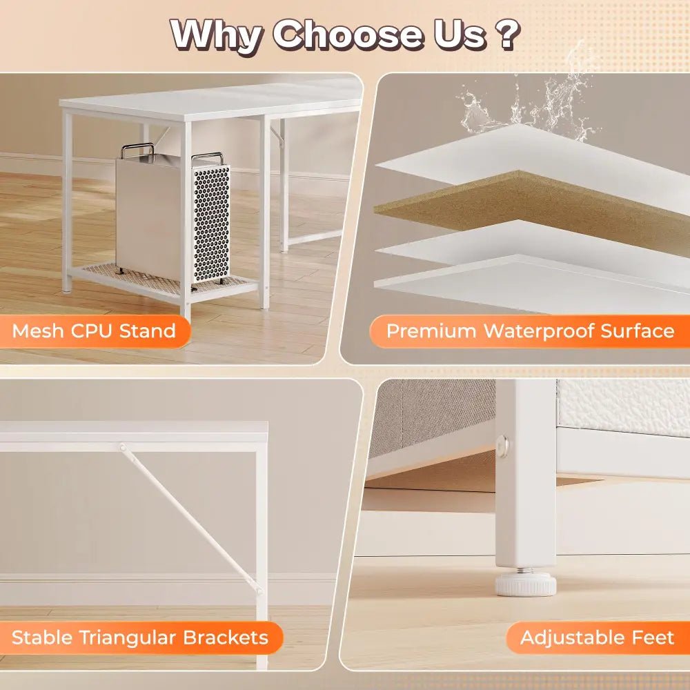 66 Inch L-Shaped Computer Desk with Power Outlets, Home Office, LED Lights, Fabric Drawers - Black - Task & Tether