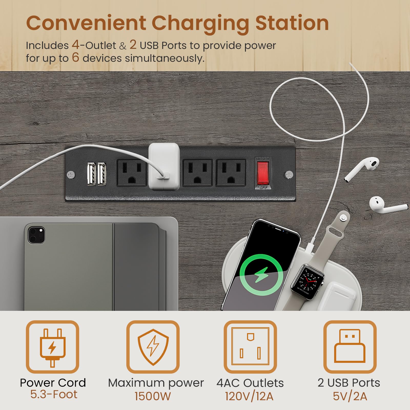 63" Computer Desk with Lockable Drawers, LED Lights & Power Outlet - Black - Task & Tether