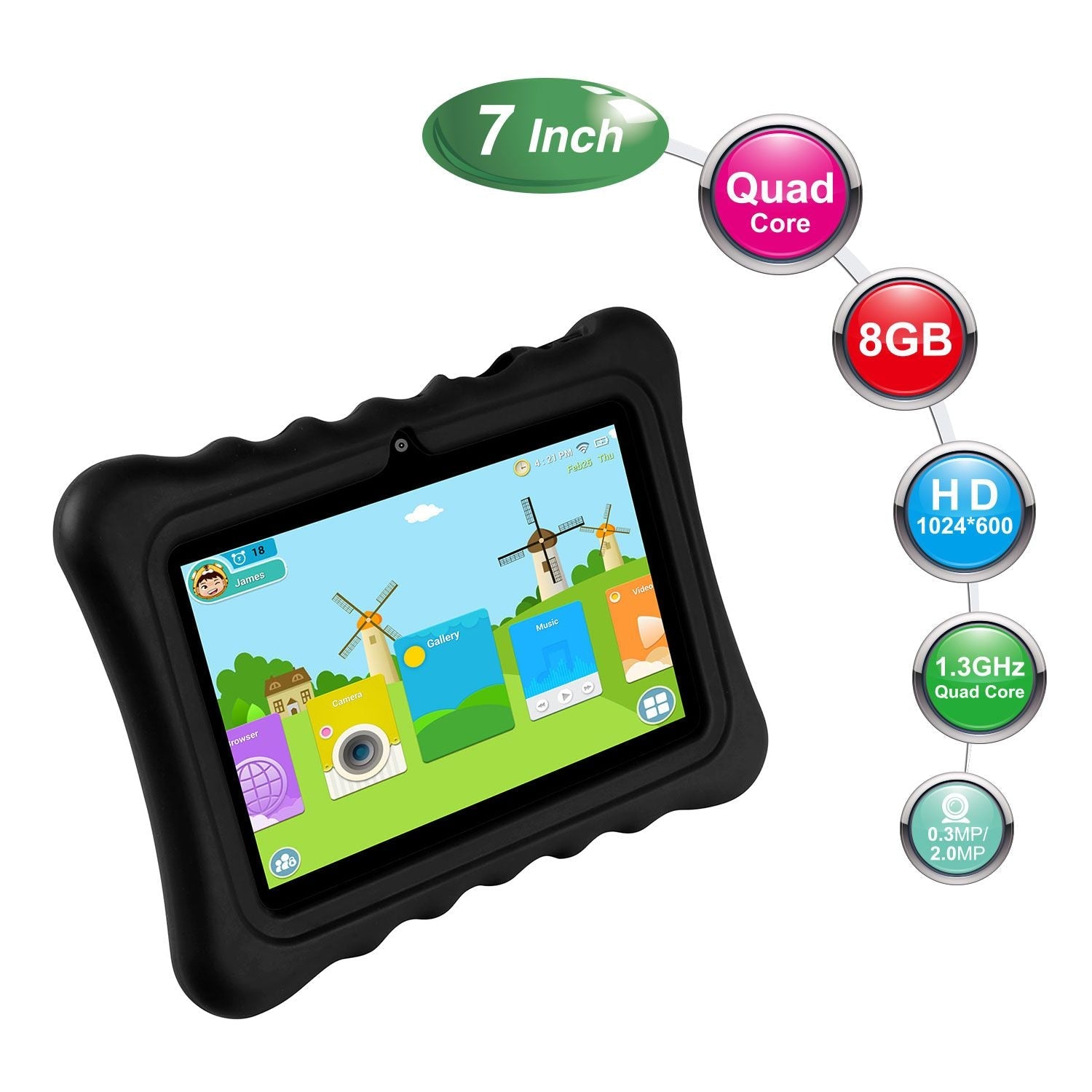 Shock - resistant Silicone Snap - on Case with Stand for 7' Tablets - Task & Tether