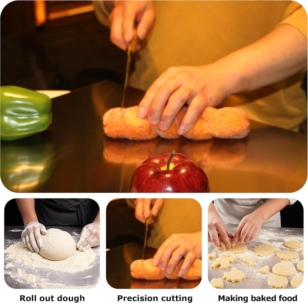 Stainless Steel Cutting Board for Kitchen - Large 304 Chopping Boards with Lid and Non - Slip Pad for Countertop, Suitable for Meat Vegetables Bread and Baking,Kitchen Accessories, - Task & Tether