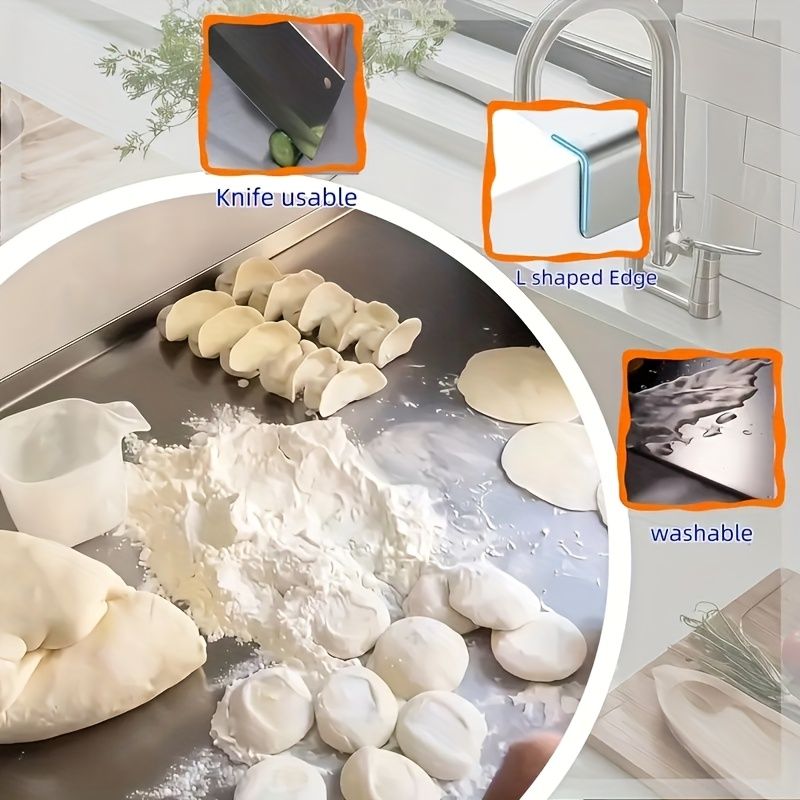 Stainless Steel Cutting Board for Kitchen - Large 304 Chopping Boards with Lid and Non - Slip Pad for Countertop, Suitable for Meat Vegetables Bread and Baking,Kitchen Accessories, - Task & Tether