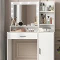 White Vanity Desk with Mirror Light, Adjustable Brightness, 3 Lighting Modes - Task & Tether