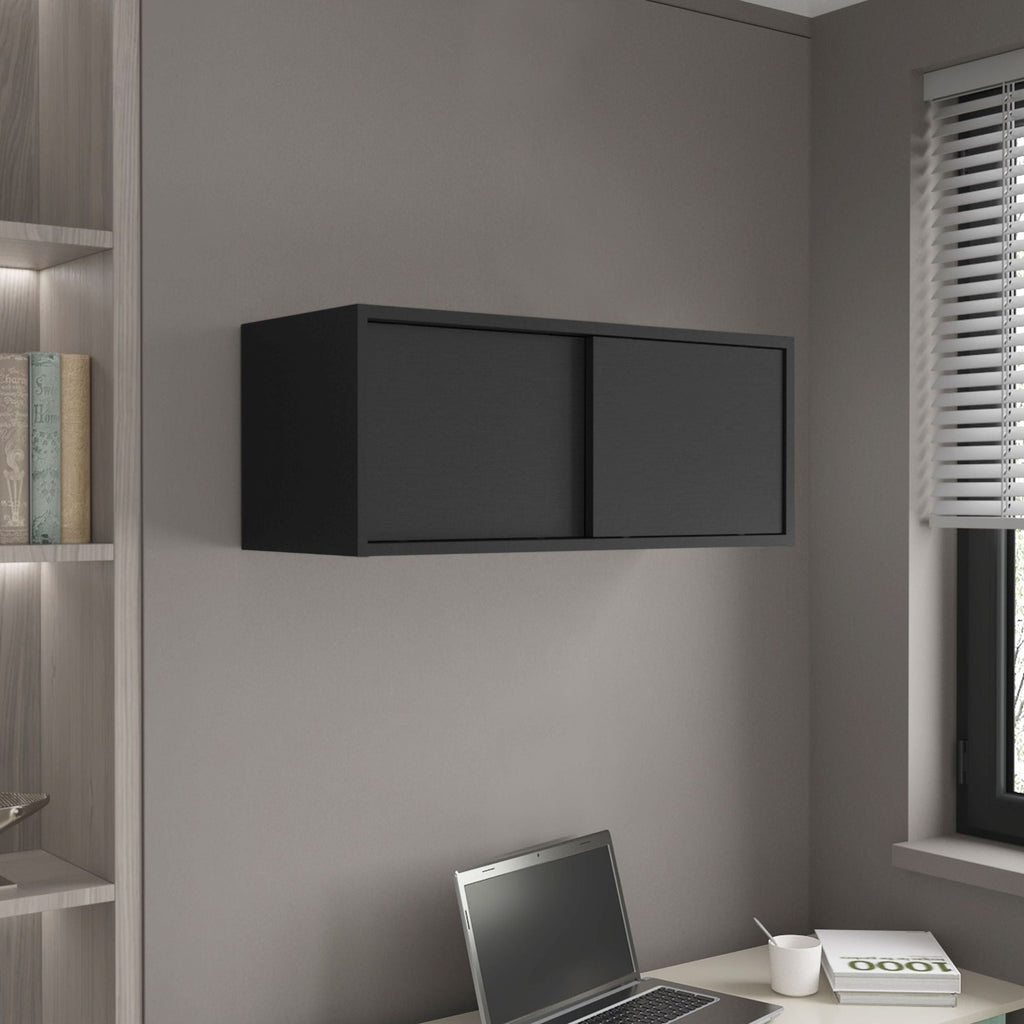 Wall Cabinet 13" H, 2 Sliding doors, 1 Shelf, Black - Task & Tether