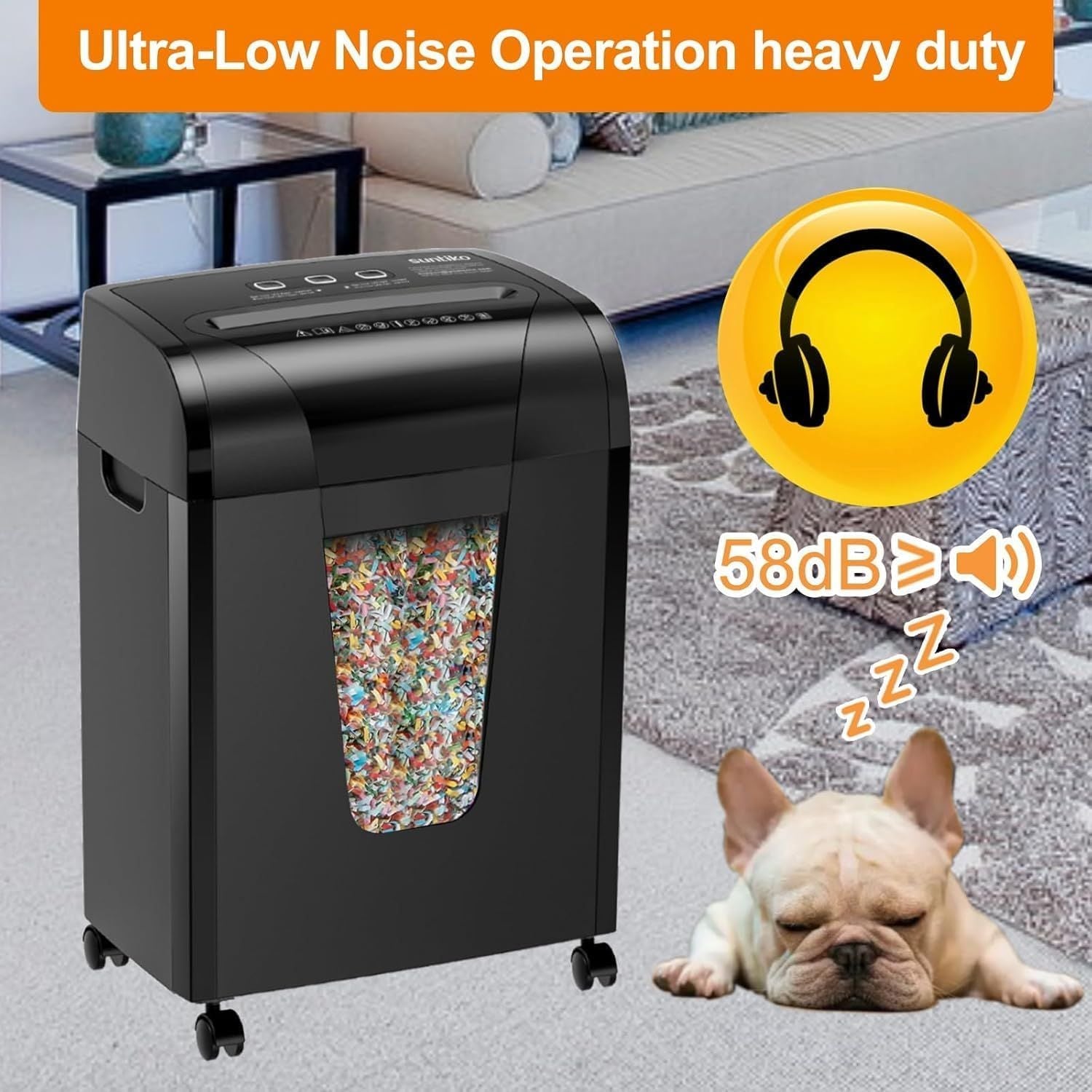 Woolsche Paper Shredder, 18 - Sheet Cross Cut with 18 Liters Pull Out Bin, P - 4 Security Level, Shred Paper and Credit Card, Durable&Fast with Auto Jam Proof System Shredder for Office - Task & Tether