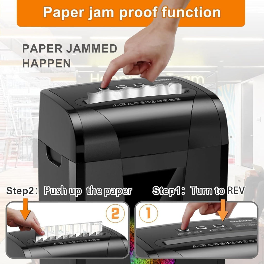 Woolsche Paper Shredder, 18 - Sheet Cross Cut with 18 Liters Pull Out Bin, P - 4 Security Level, Shred Paper and Credit Card, Durable&Fast with Auto Jam Proof System Shredder for Office - Task & Tether
